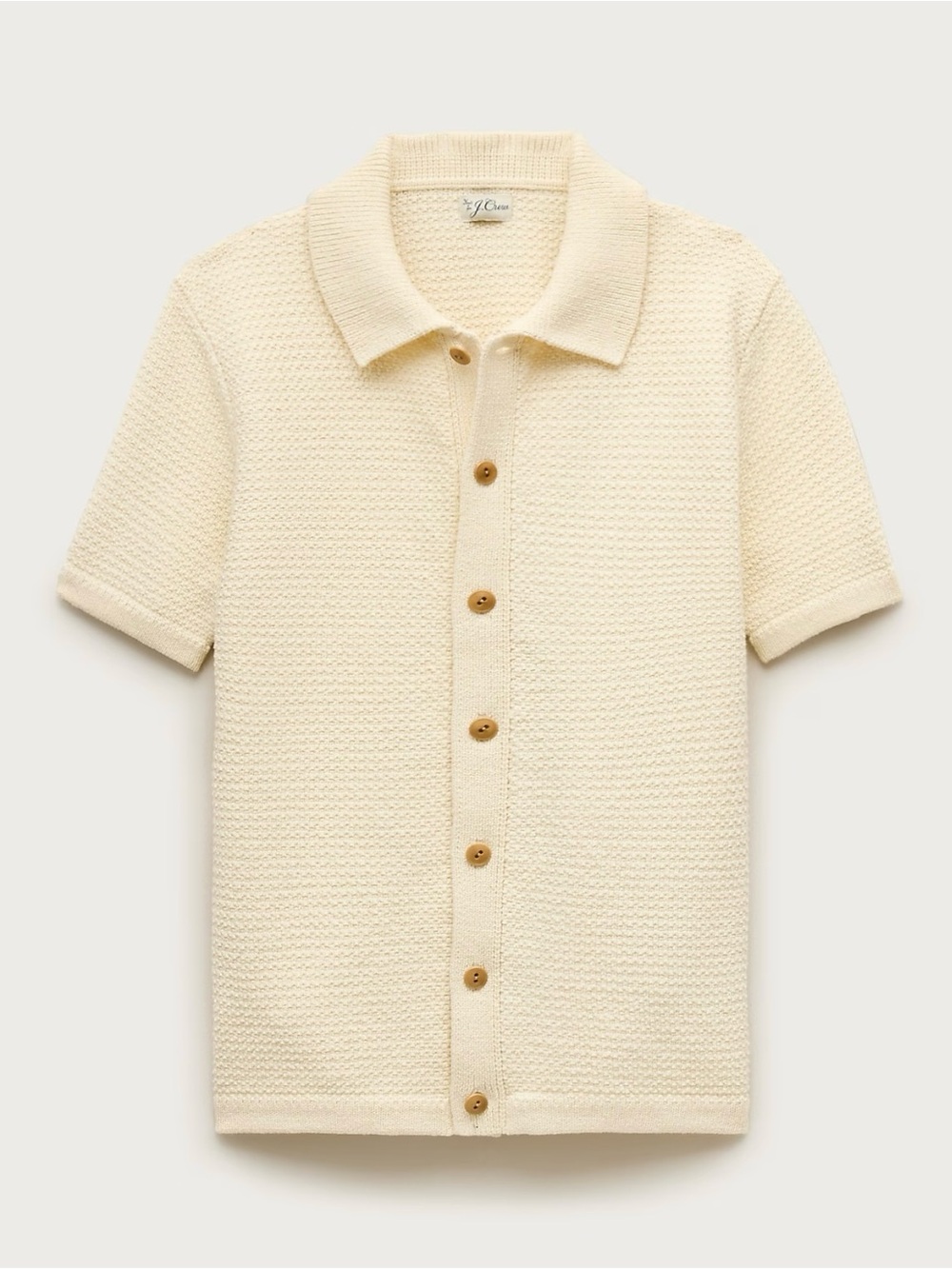 J. CREW Short-sleeve cotton waffle-knit polo cardigan sweater Size M $118 CQ900